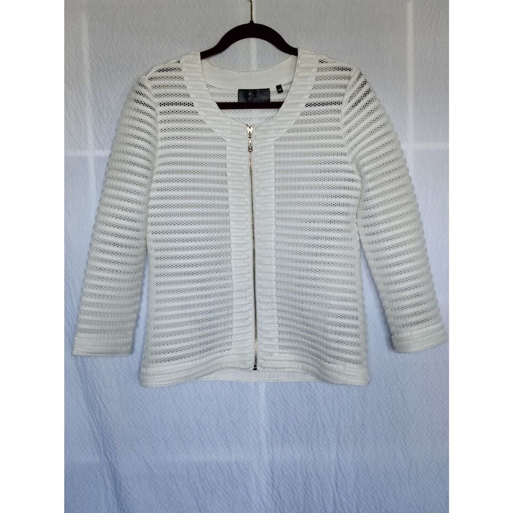 P Luca Milano Zip Mesh‎ White Long Sleeve Jacket Top Sz Medium